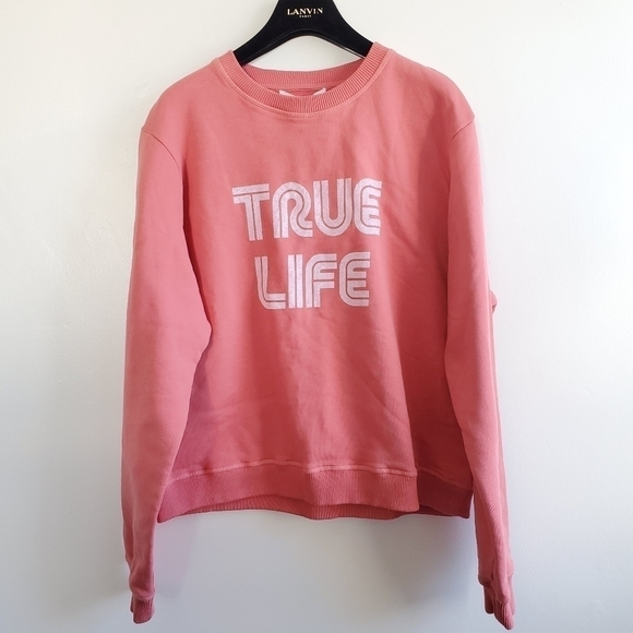 New BA&SH Tarah True Life Graphic Cotton Off White Sweatshirt Size 3/L/8 US NWT - Picture 10 of 16